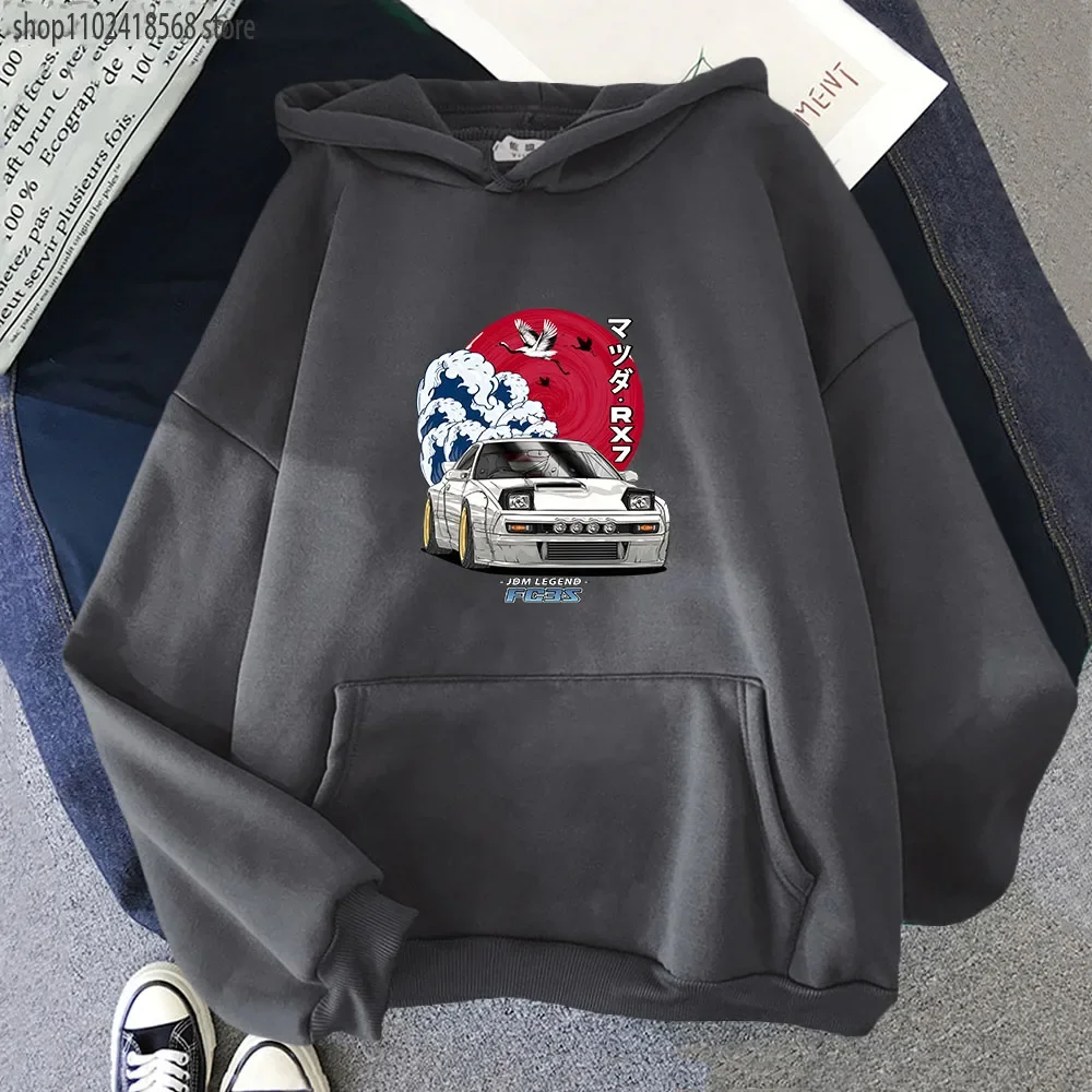 Initial D-Sudadera con capucha para hombre y mujer, ropa de calle de manga larga para Nippon, JDM, Mazda, RX-7, Turbo, de cuello redondo, Tops Y2k,