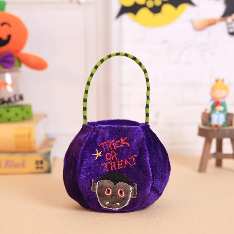 Halloween Candy Bag Decorative Cloth Bag Children\'s Handheld Pumpkin Bag Gift Bag Prop Accessories Supplies