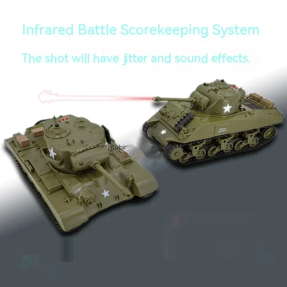 Henglong-tanque de combate con control remoto, modelo de simulación de combate inalámbrico Sherman americano para dos personas, regalo para niños, nuevo