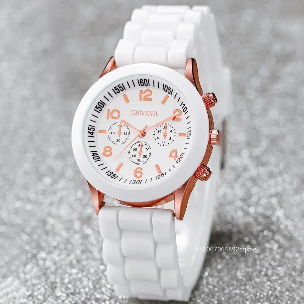 Women Watches Set 2PCS Fashion White Silicone Jelly Quartz Watch Ladies Dress Wristwatch Gifts for Girls Relogio Reloj Mujer