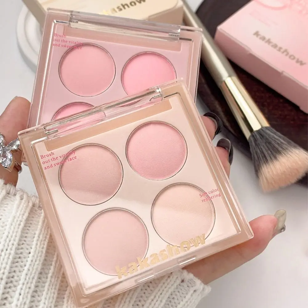 Mat Vierkleurig Blush Palette Natuurlijk Langdurig Schaduwpalet Gezicht Fleuren Duurzaam Vierkleurig Oogschaduwpalet Meisje