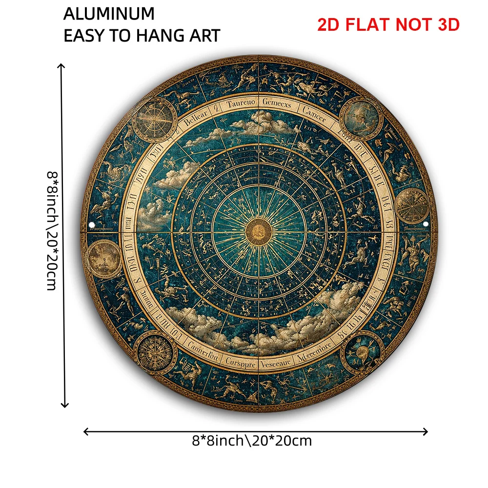 CIFBUY Vintage Zodiac Constellation Aluminum Wall Art Waterproof Durable Home Bar Room Decor