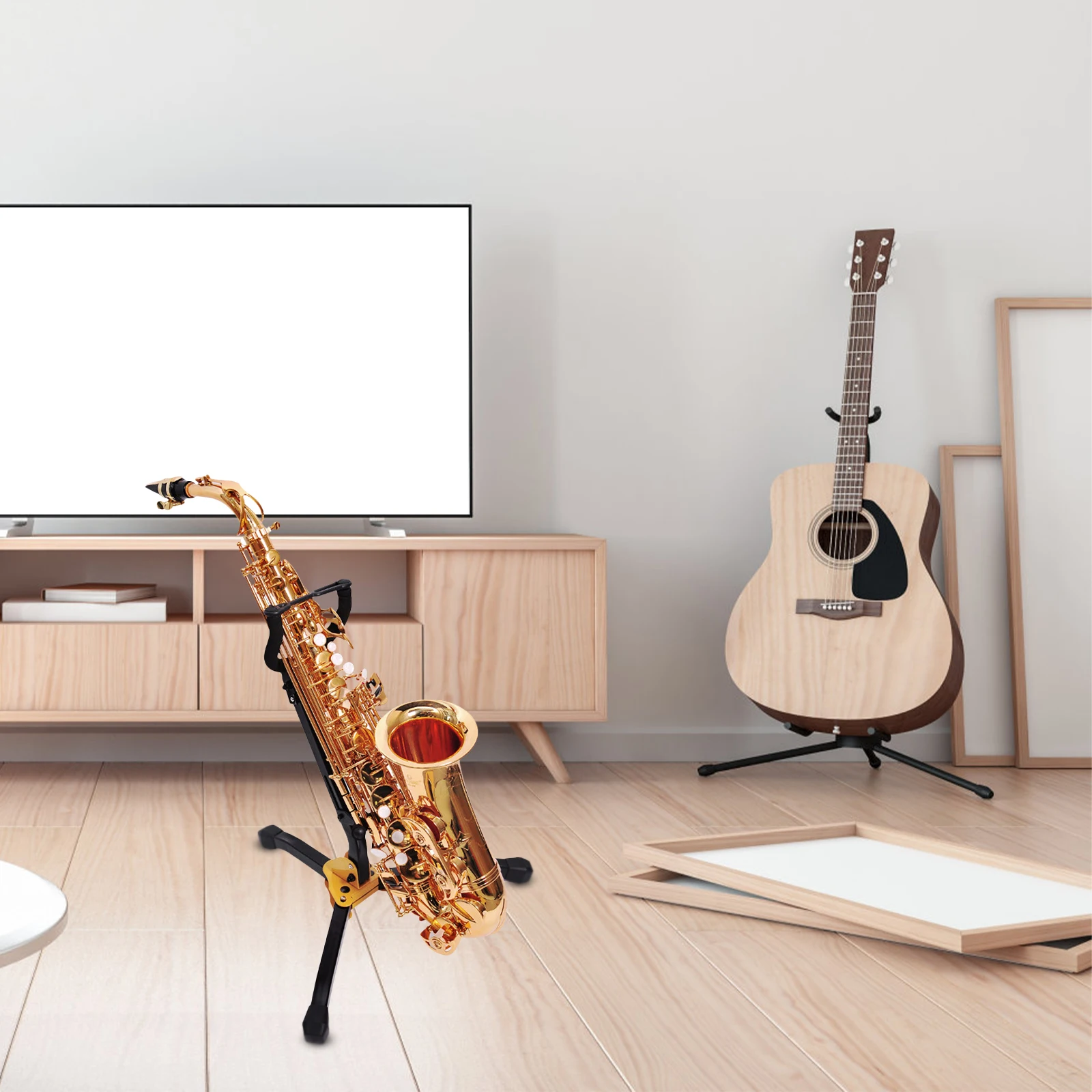 

Saxophone Stand Alto Wall Mount Musical Instrument Display Non-skid Portable Black Desktop Tenor Rack