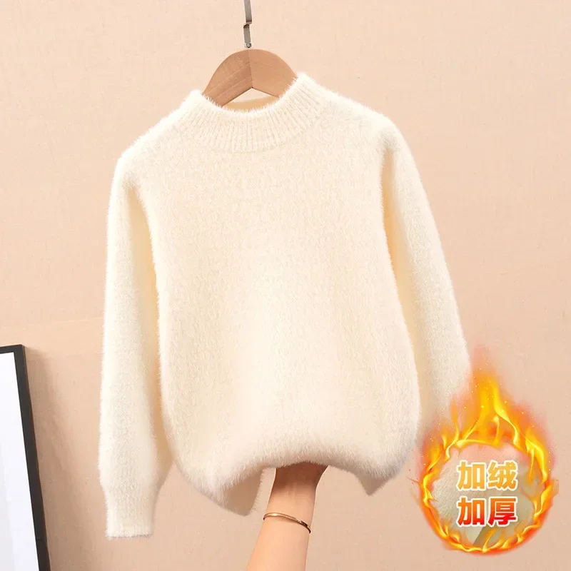 14 Kids Casual O-Neck Knit Pullover Sweater Apparel Turtleneck for Girl Clothes Winter and Fall Children'S Costume Plush Blouse