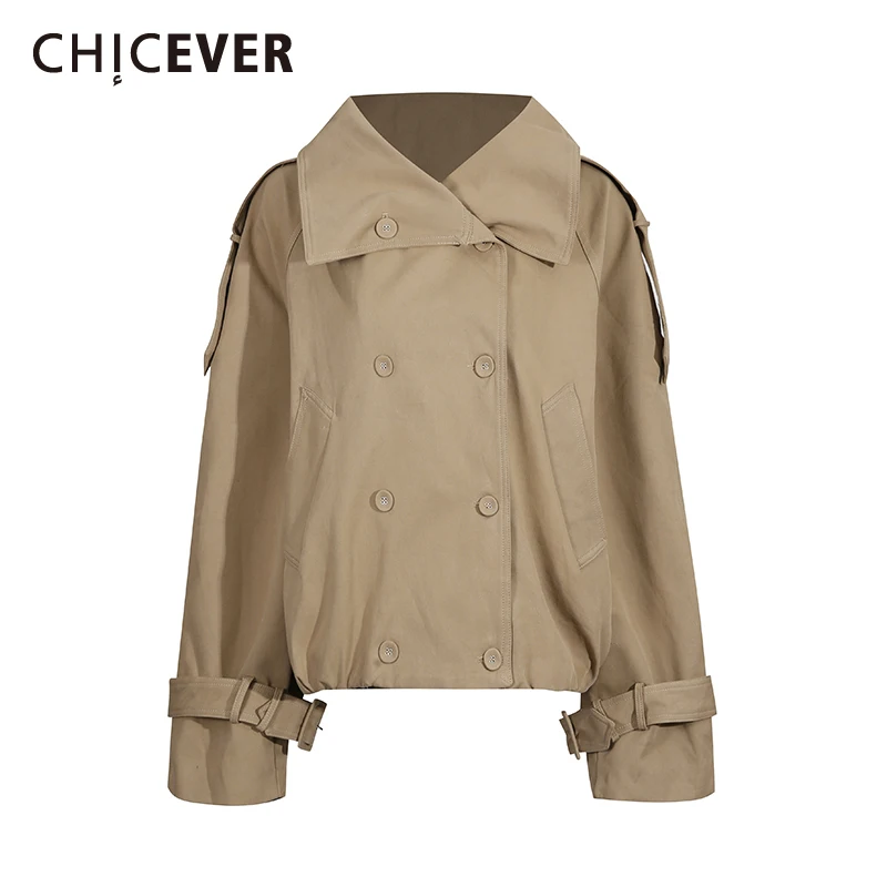 

CHICEVER уличная куртка цвета хаки со сращенными поясами, женская свободная корейская нежная женская куртка с лацканами и длинными рукавами, осенняя модная новинка