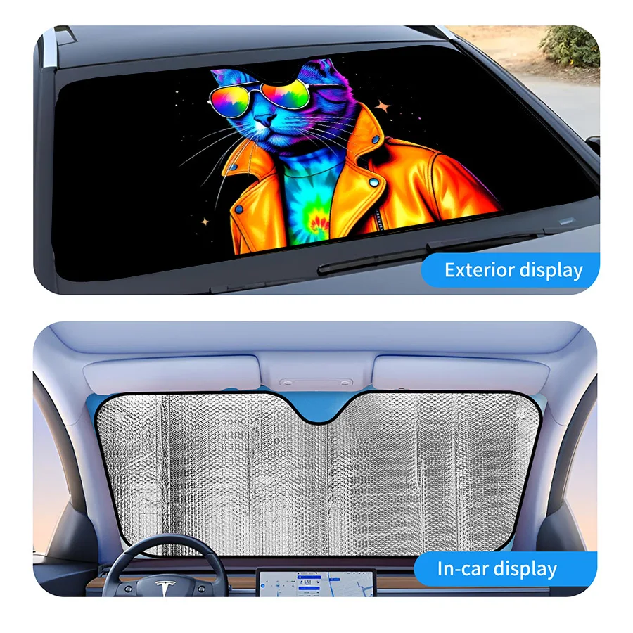 Versatile Collapsible Car Window Sunshade Available In Three Sizes, Offers UV, Fits Most Windshields, Convenient To Store, Perfe