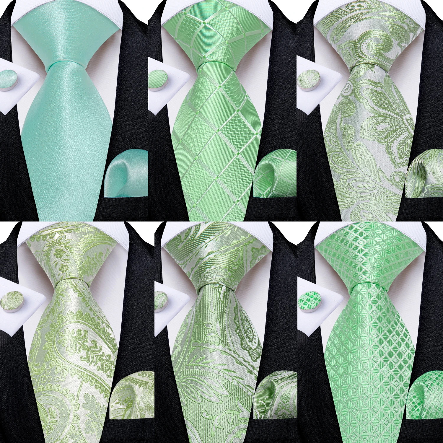 كامبريدج العلاقات الخضراء للرجال مخطط بيزلي الأزهار حفل زفاف ربطة العنق الرسمية منديل أزرار أكمام هدية دروبشيب