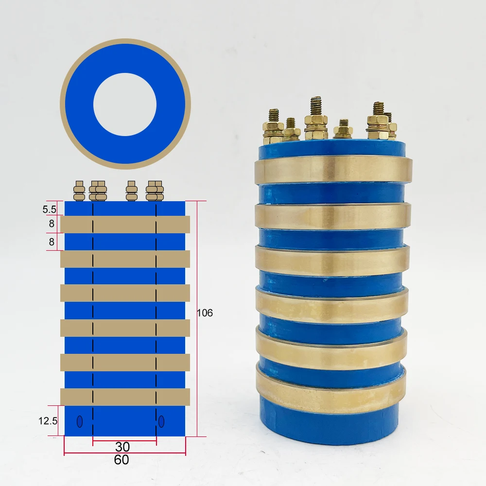 Jumpasit 30x60x107-6 Carbon Brush Slip Ring  6-Way Industrial Swivel Conductive