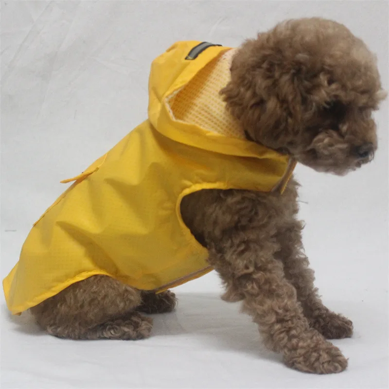 Chubasquero impermeable para perro, chaqueta con capucha, Poncho de lluvia para mascotas, ropa con rayas reflectantes para cachorros grandes de todos los tamaños