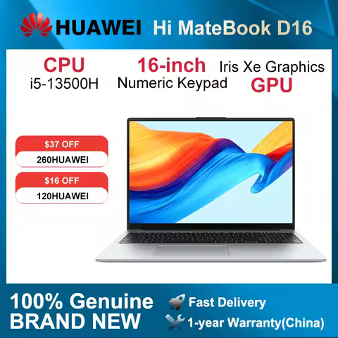 2025 Hi MateBook D16 i5-13500H 16GB 1TB 16-inch Laptop Netbook Numeric Keypad Notebook Coumpter SSD Intel Iris Xe Graphics