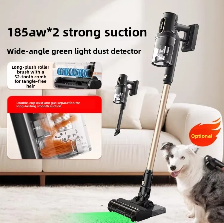 Wireless vacuum cleaner Handheld double dust cup Household large suction green light dust suction cat hair pet vacuum cleaner