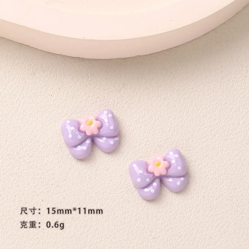 10pcs Kawaii Resin Flatback Mini Flower Bow Charms Cabochons Embellishments for DIY Ornament Crafts Scrapbook Home Decorations