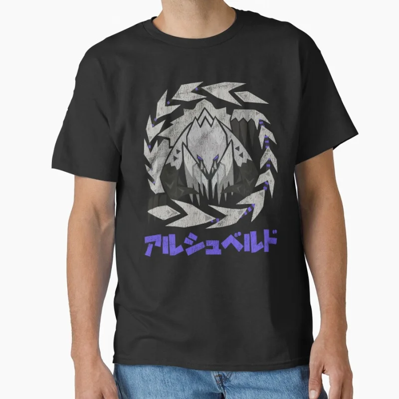 

Monster Hunter Wilds Arkveld Video games printed T Shirt for men 100% cotton large size Adult tops S-6XL mens clothing