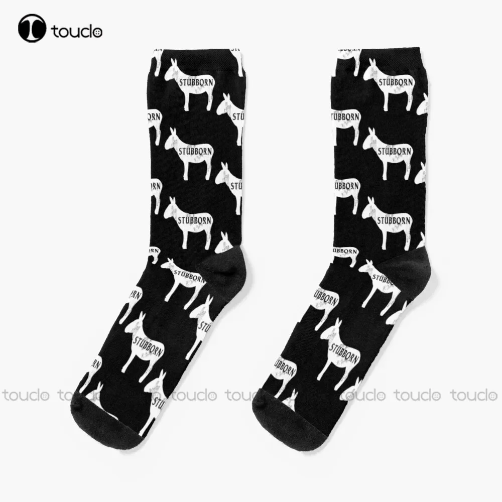 Chaussettes Silhouette Têtu Comme une Mule, Chaussettes de chambre plus lentes, Impression numérique à 360 °, Chaussettes unisexes pour adultes et adolescents, Cadeau personnalisé