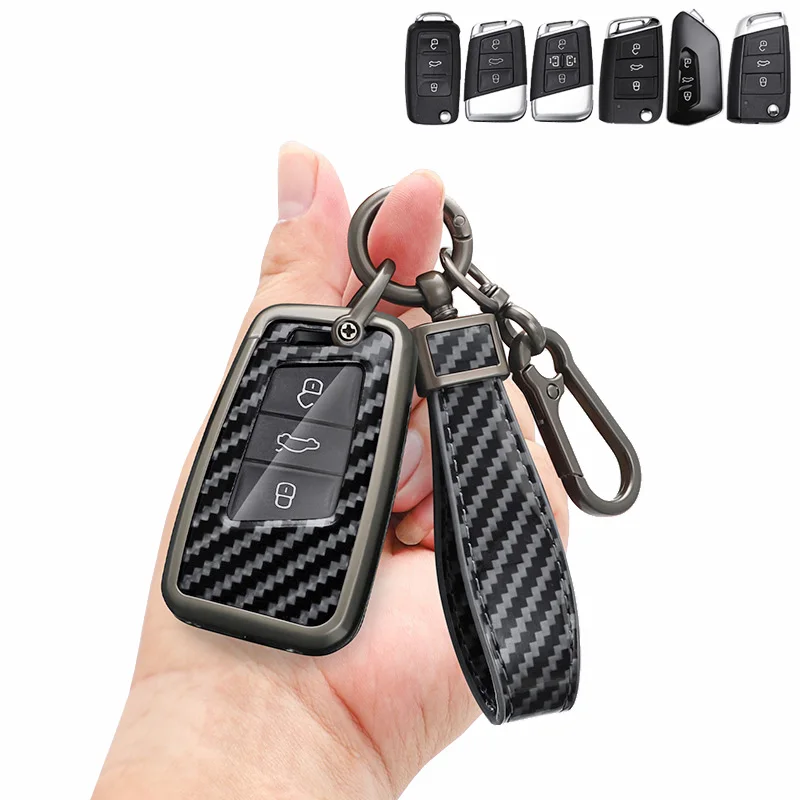 

Zinc Alloy + PU Leather Car Key Case For VW Volkswagen Golf Polo Tiguan Jetta Passat B5 B6 B7 Magotan For Skoda Kodiaq Superb A7