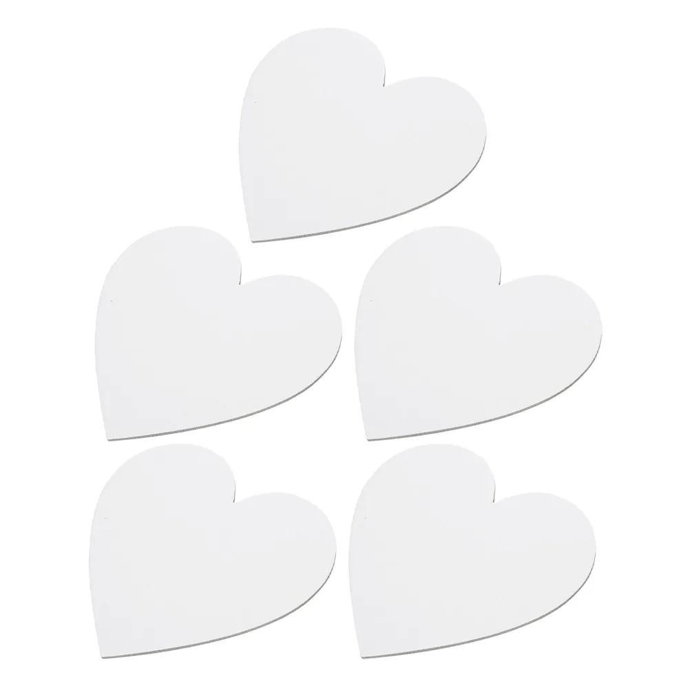 5Pcs Heart Shaped Cotton Canvas Boards White Smooth Surface Suitable Acrylic Oil Painting Artist Beginners Sketching Drawing
