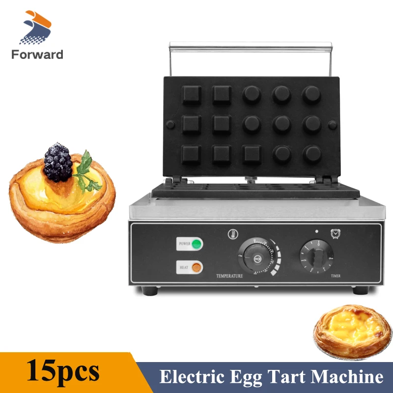 15 pcs Electric Mini Egg Tart Machine Round Pastry Tartlet Pie Shell Machine Maker Cheese Tart for Bakery/Dessert Shop