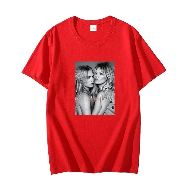 Fashion graphic t shirts Kate Moss Cara Delevingne Cotton oversize short sleeve t-shirts O-neck T-shirt Summer Men\'s clothing