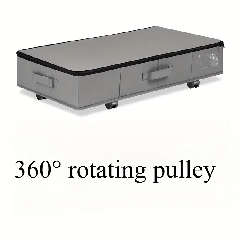 ​ ​ Bac de rangement pliable sous le lit 50L -360 °   Roues détachables pour vêtements saisonniers, 