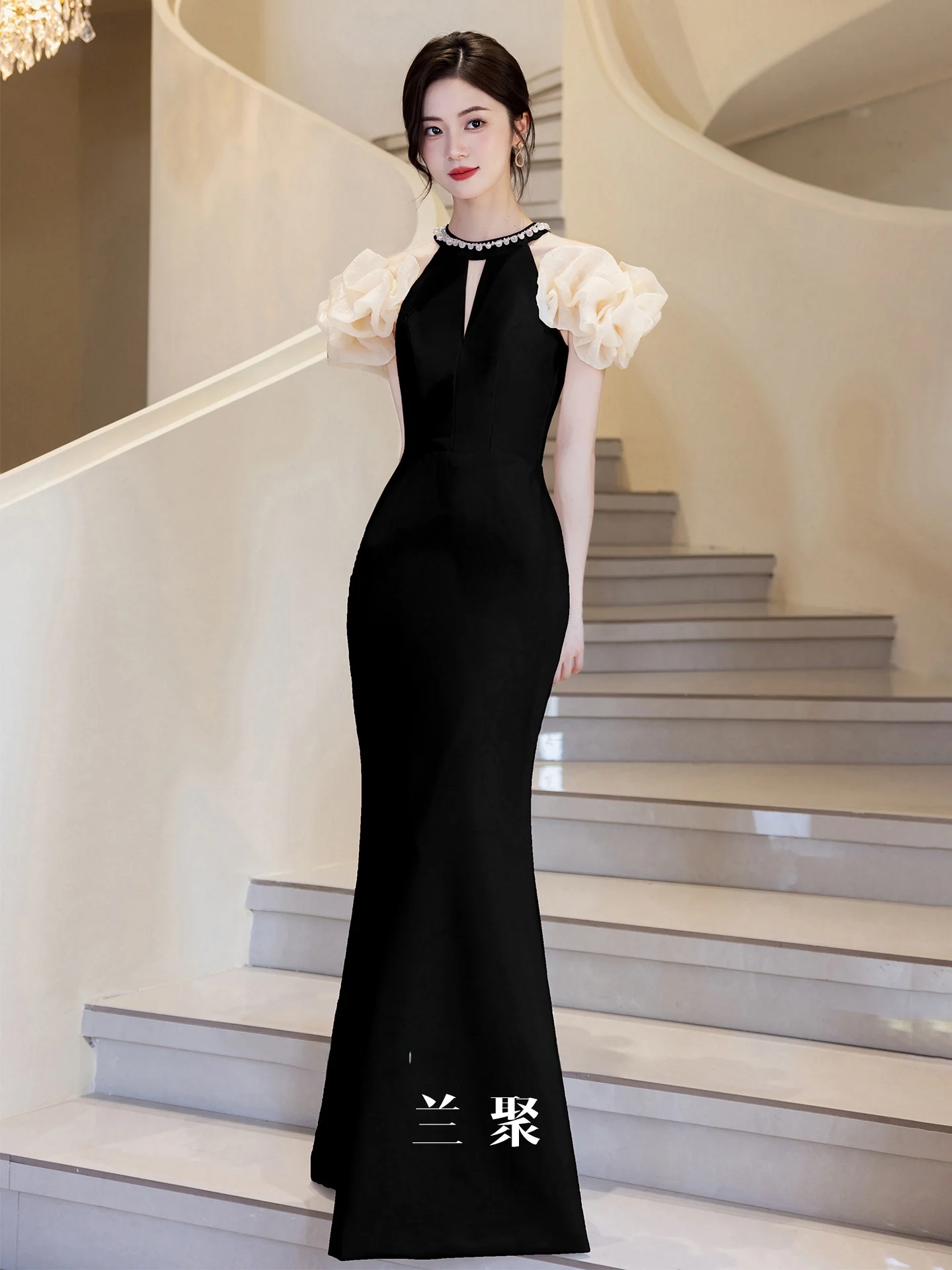 

Bla Evening Gown 2025 New Sle Banquet High-End Mermaid Dr Host Luxury Engagement Dr Korean Sle Bubble Sve
