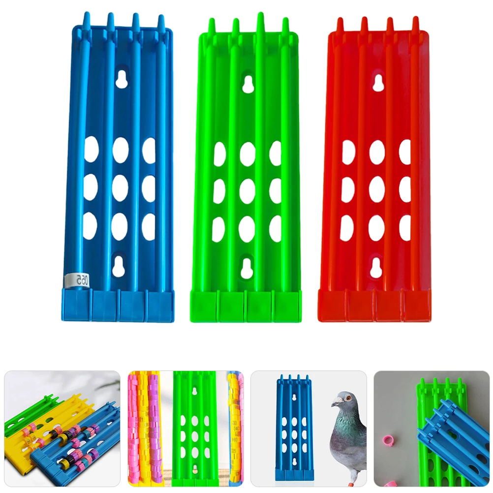 

3pcs Sturdy Plastic Pigeon Leg Band Holder for Bird Foot Rings with Green Blue Red Options Easy Installation Pet Supplies