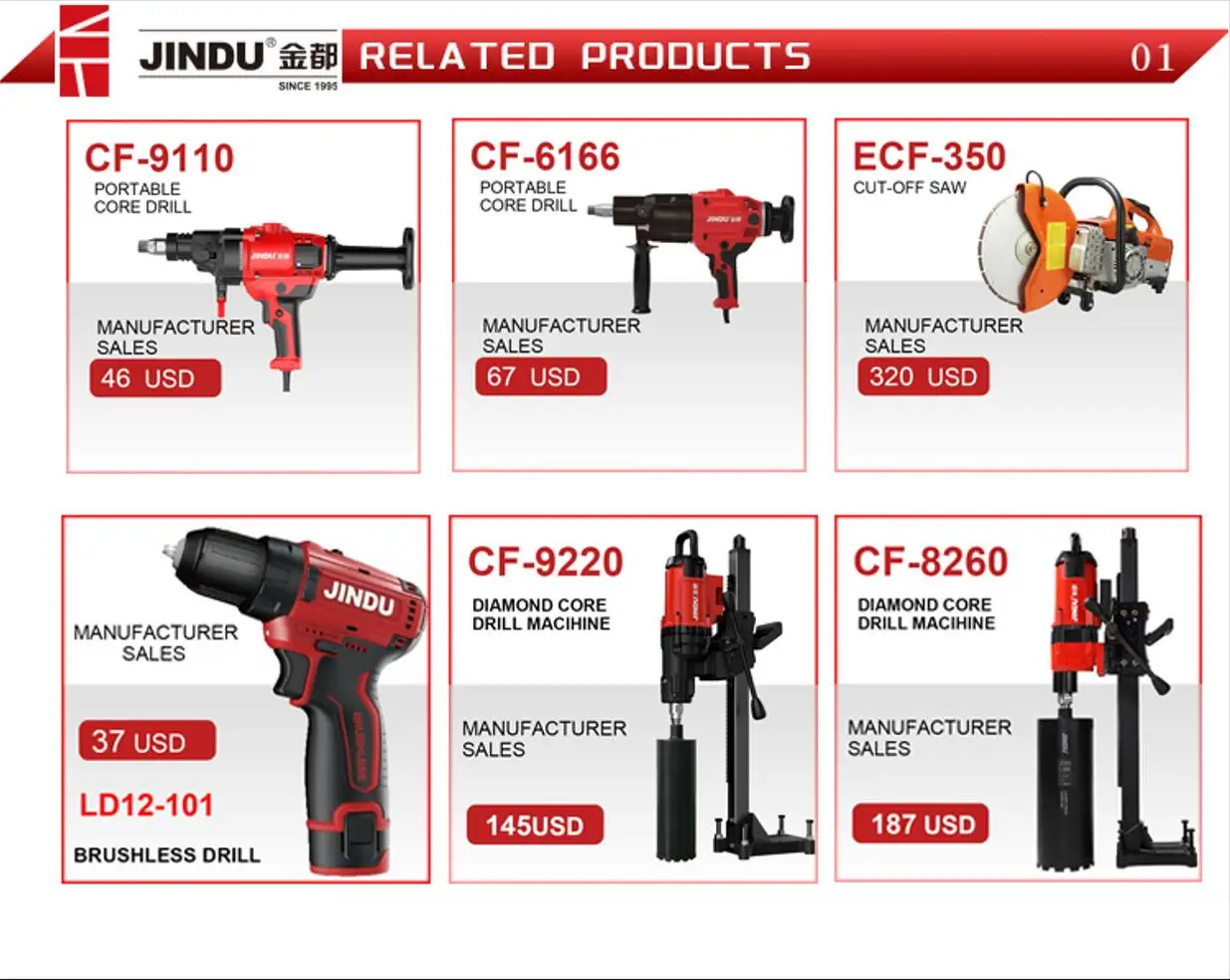 Jindu CF-9235 S3 new generation heavy duty 240MM 3600W  core drill machine