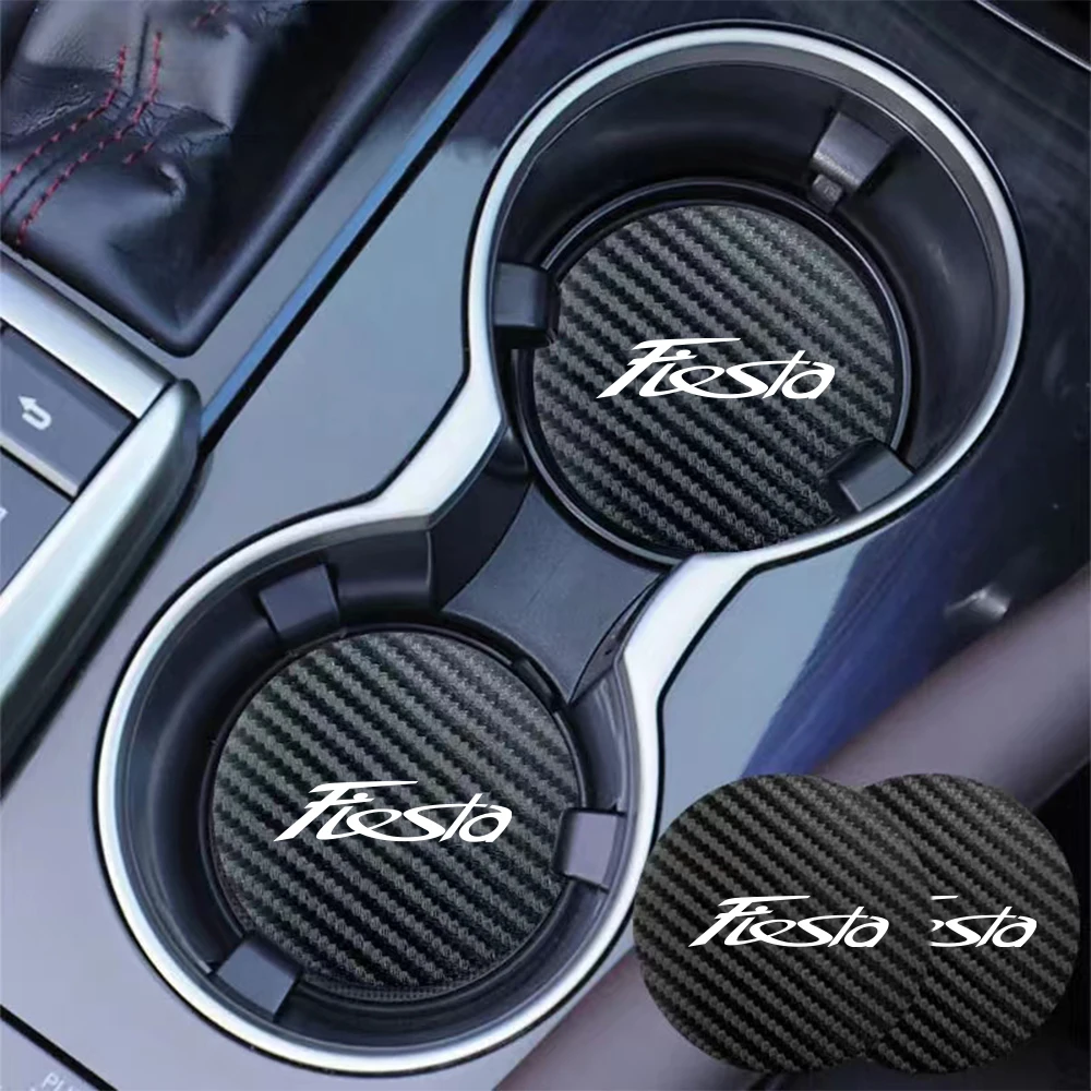 2Pcs Car Water Coaster Anti-slip Pad 7CM For Ford Fiesta mk7 mk5 mk8 mk4 mk6 1995-2011 2012 2013-2023 Auto Interior Accessories