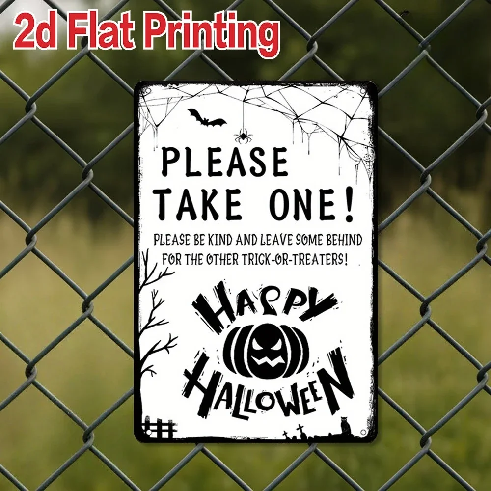 CIFBUY Retro Halloween Take One Leave One Trick or Treat Aluminum Wall Art Waterproof Wearproof Porch Yard Party Decor