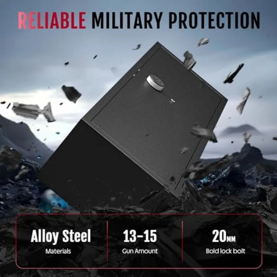 1215 Waffentresor, biometrische Waffentresore für die Sicherheit zu Hause, mit Waffenregalen und abnehmbaren Regalen, ideal zum Aufbewahren von Gewehren und Pistolen D