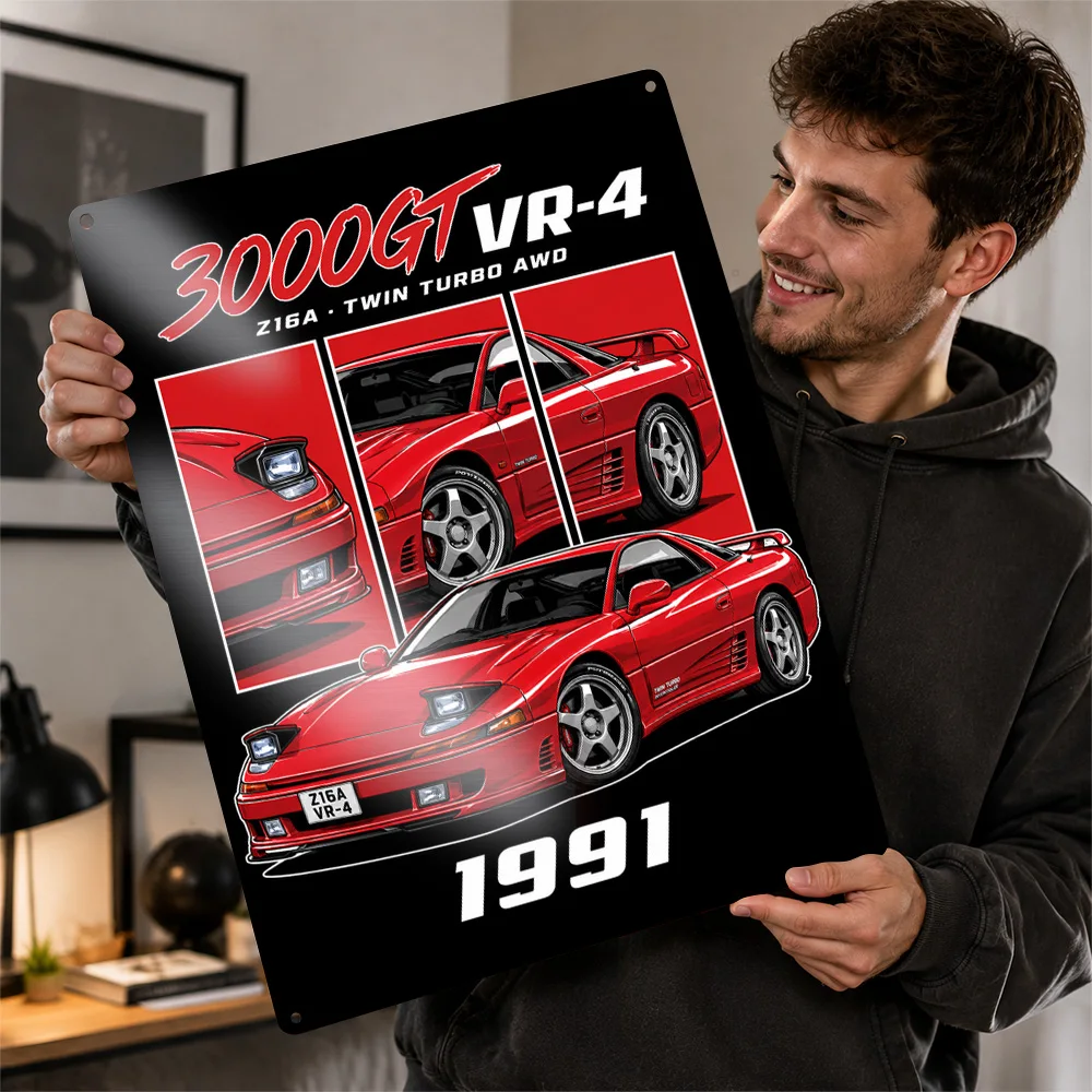Japan 3000GT VR-4 Z16A Caracas Red Vector Sports Car Aluminum Poster Customized Metal Tin Sign Bold Tribute Wall Art For A Den