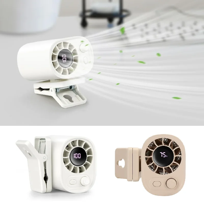 

Mini Portable Fan with Clip, Clip-on Cooling Fan with Adjustable Wind and Rechargeable for Office, Camping, Travel, Sports
