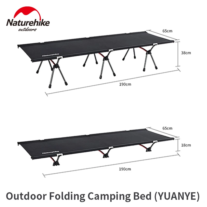 Naturehike Folding Camp Bed Cot Field Bed Outdoor Aluminum Alloy Sleeping Bed Detachable Lightweight Adjustable Bearing 150kg