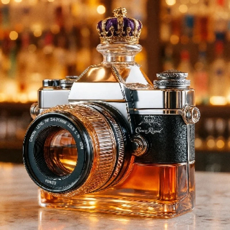 Camera Shape Glass Bottle - Unique New Designer Decanter