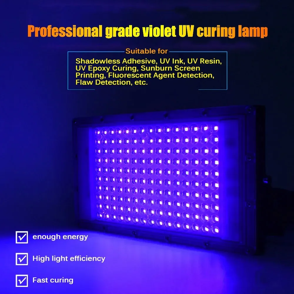 

PAMNNY 220V EU Plug 50W 300W LED UV Ultraviolet Curing Lamp 395nm UV Glue Printing Spraying Painting Resin Ink Resin DIY Curing