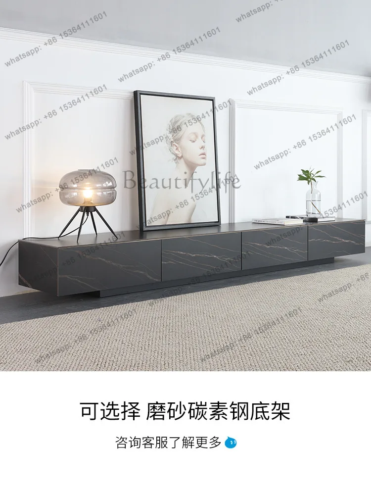 Italian light luxury full rock panel TV cabinet modern simple small apartment Nordic long floor cabinet