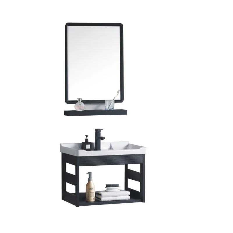 

Simple wash basin, bathroom face basin combination space aluminum black bracket basin