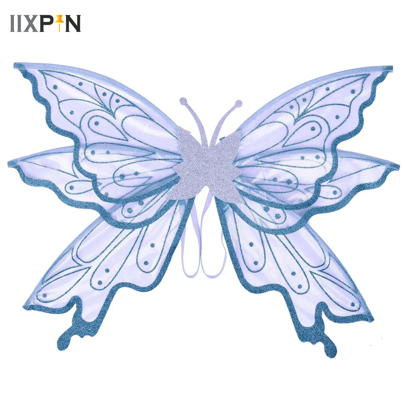 1Pc Butterfly Wings for Girls Women Fairy Costume Accessories Glitter Elastic Straps Elf Wings Halloween Cosplay Dress Up Props