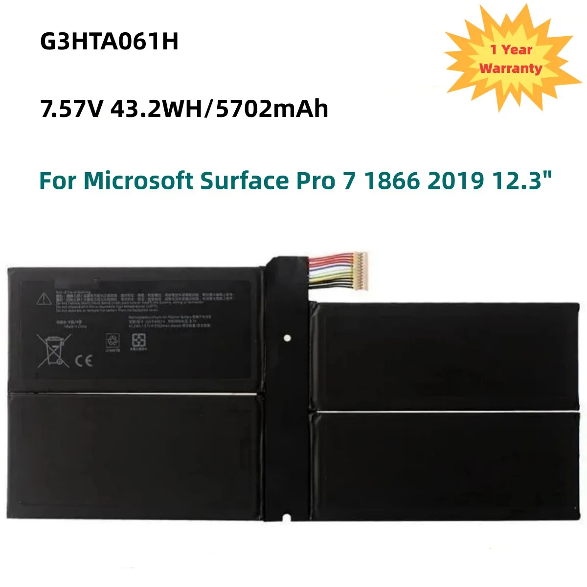 G3HTA061H DYNM03 Tablet Battery For Surface Pro 7 1866 2019 12.3