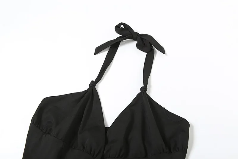 Women Sexy Sheer Mesh Patchwork Ruffles Ribbon Slim Halter Playsuits V-neck Sleeveless Backless Holiday Beach Rompers Clubwear