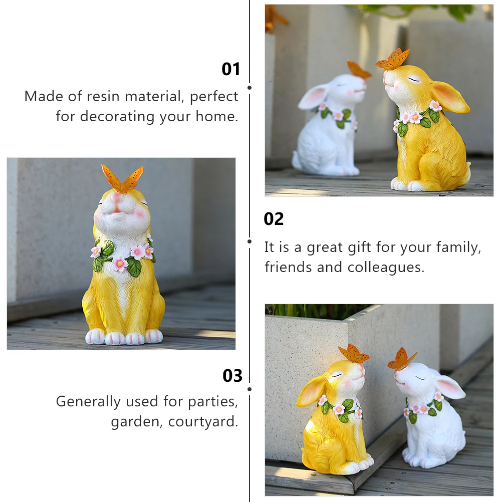 

Solar Rabbit Light Resin Statue LED Outdoor Garden Decor Landscape Lamp Balcony Yard Solar Lighting Rabbit Figurine Mini Night