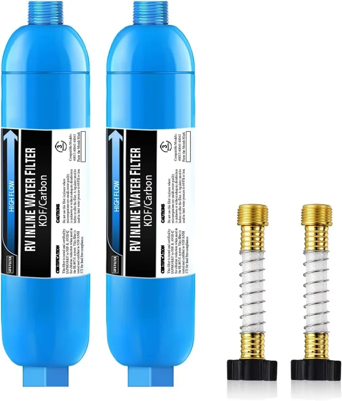 

Встроенный фильтр для воды Lifefilter RV с гибким защитой шланга, сертифицированный NSF, снижает хлор, плохой вкус, запах для автофургонов