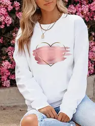 Printcess Autumn And Winter New Women Casual Round Neck Sweatshirt Y2K Doodle Love Print Trendy Street Cute Loose Pullover