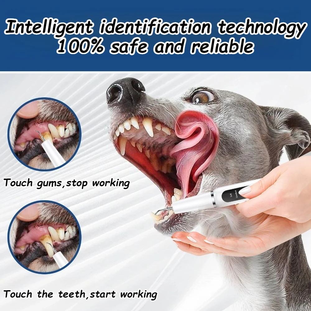 Dog Toothbrush IPX6 Waterproof Dog Grooming Pet Ultrasonic Dental Cleaner Reduees Tartar and Calculus Pets Dogs Accessories