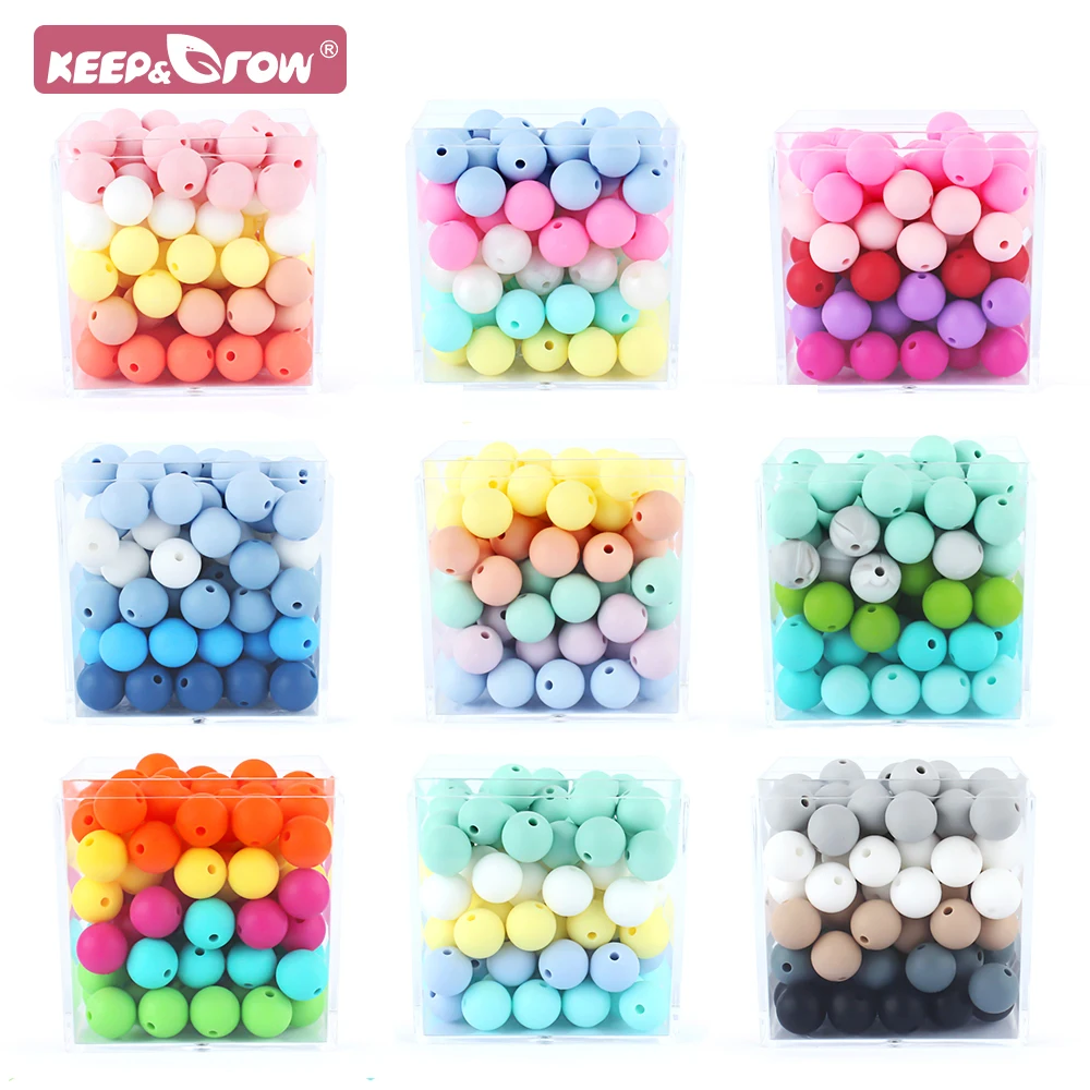 15mm Silicone Beads 50Pcs Baby Round Beads Food Grade Teething teether DIY Pacifier clips Chain Holder Necklace Accessories