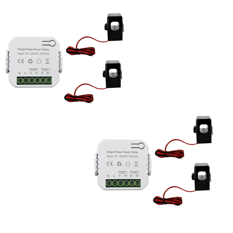 Tuya Smart Wifi Energy Meter With 2Xcurrent Transformer Clamp 90- 250V Kwh Power Monitor Electricity Statistics