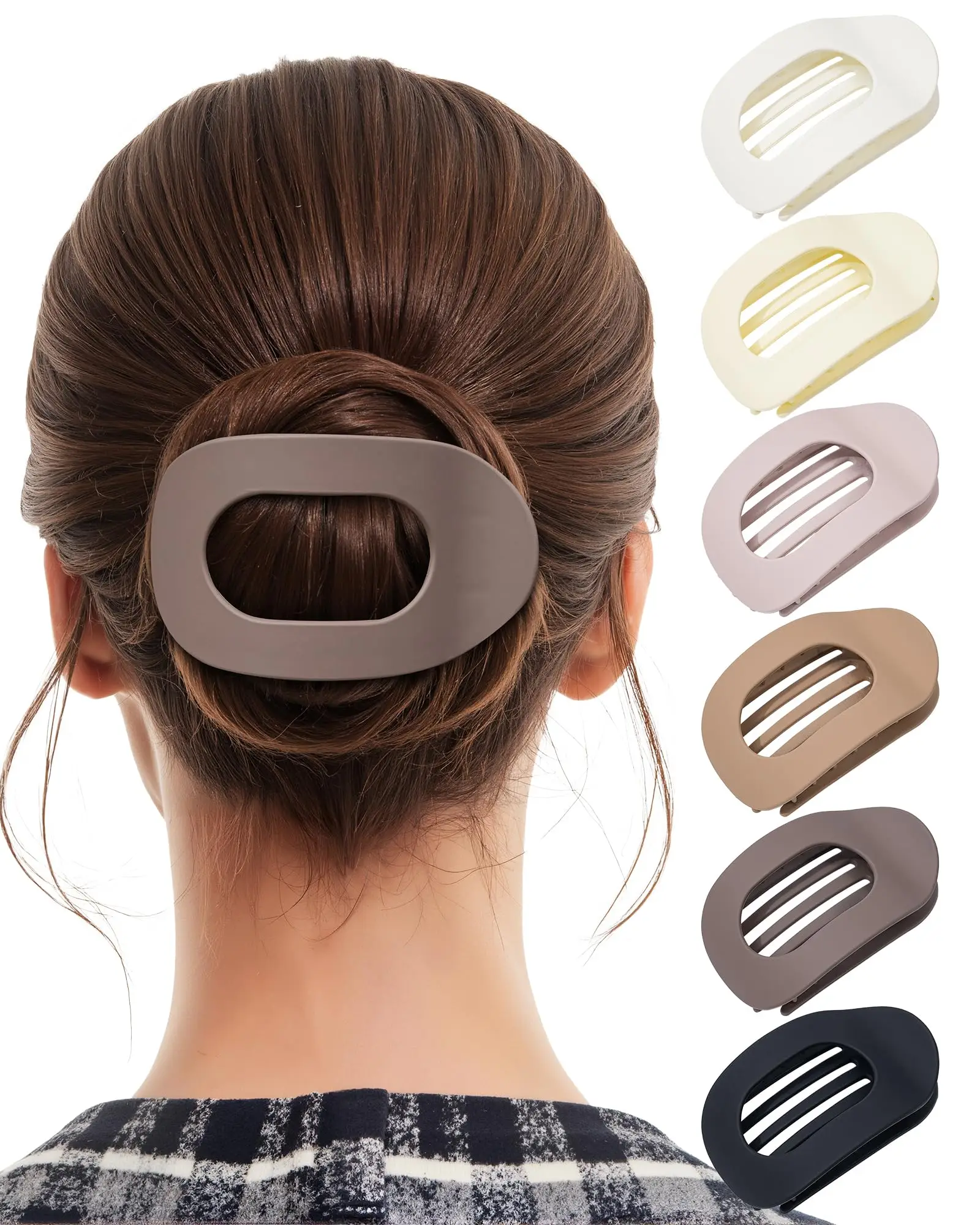 Set Colorful Flat Round Hair Clips Non‑Slip Alligator Hair Clips Curved Design Vintage Minimalist Hair Accessories for Women Girls Daily Hairstyle