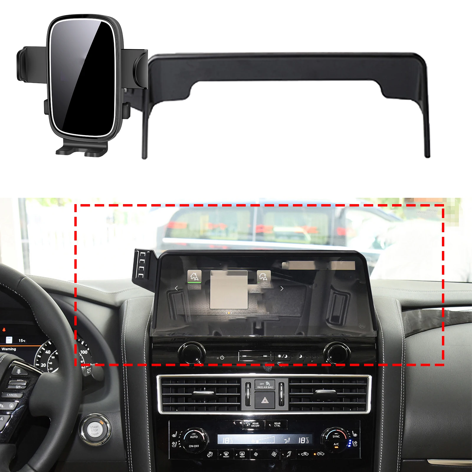 

fit for Nissan Armada Y62 2021 2022 2023 Custom Fit Phone Holder Mount Dashboard Screen Base No Drill Car​​ accessoires