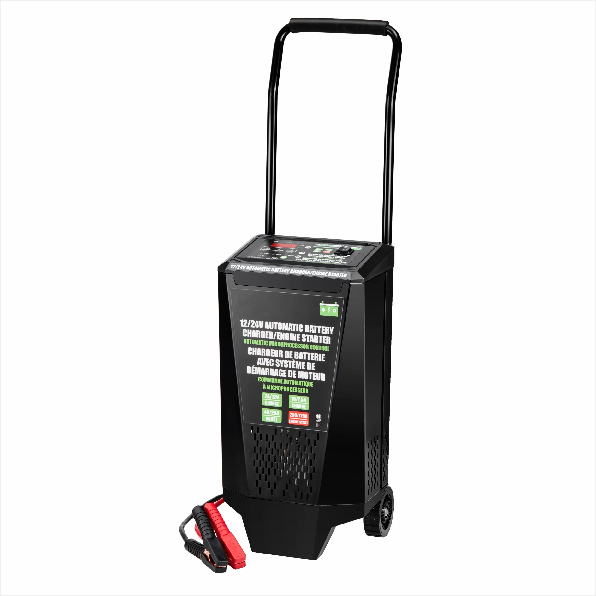 12-24V CETL Certified Car Battery Charger Jumper Plug Connection Microprocessor Controlled Universal Fitment 1 Year Warranty