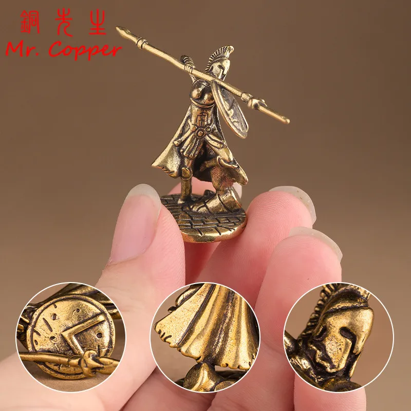 Brass Female Spartan Warrior Figurines Miniatures Desktop Ornaments Retro Metal Solider Model Crafts Home Decoration Accessories