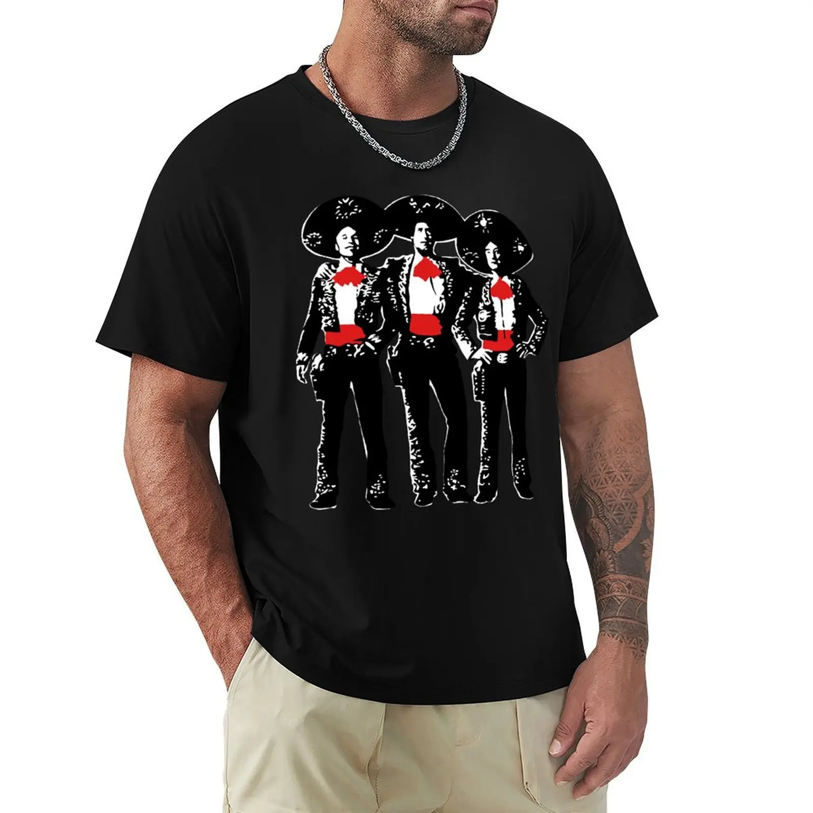 Three Amigos - Pop Art on Red T-Shirt quick drying plus sizes mens clothes